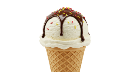 Isolated Ice Cream with Chocolate and Sprinkles