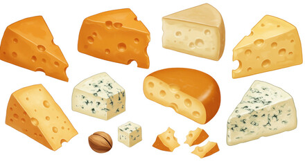 Isolated Assorted Cheese Selection