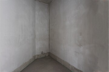 interior of the apartment without decoration in gray colors. rough finish