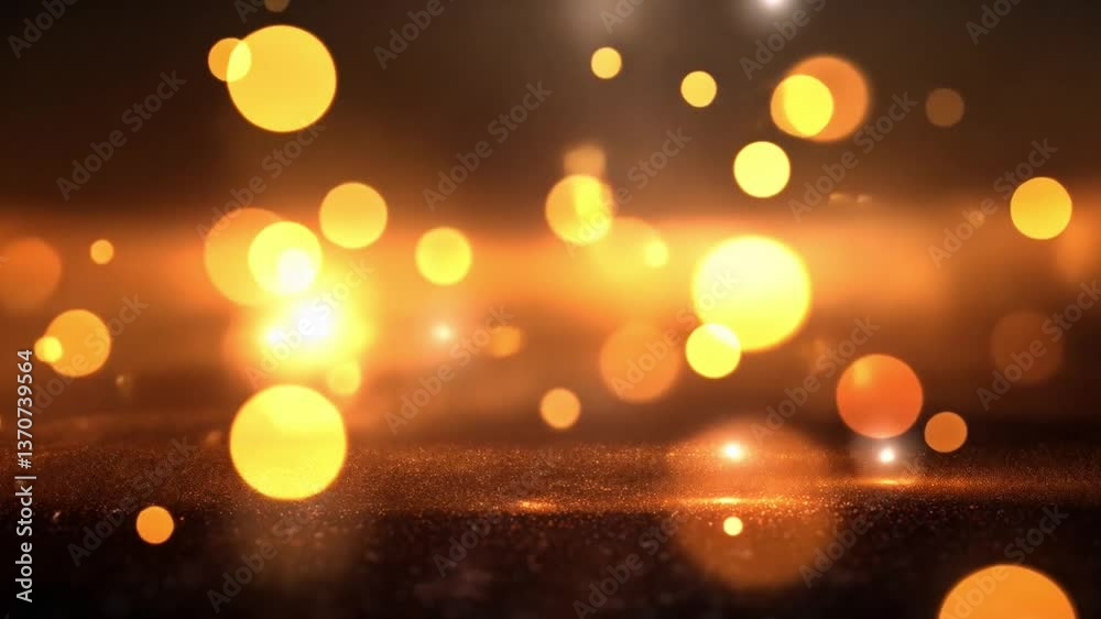 Poster beautiful shimmering golden bokeh background with soft glows and sparkling lights creating a magical