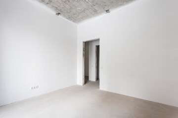 interior of the apartment without decoration in gray colors. rough finish