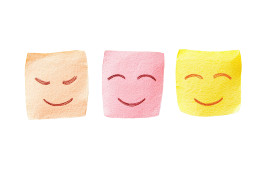 Happy watercolor smiley faces, cheerful expressions, vibrant colors, minimalist design, perfect for children's projects and playful themes