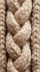 Textured Knitwear Background Beige Wool Cable Knit Pattern