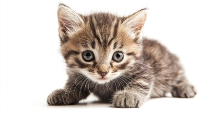 Obraz premium Adorable Kitten Sitting on White