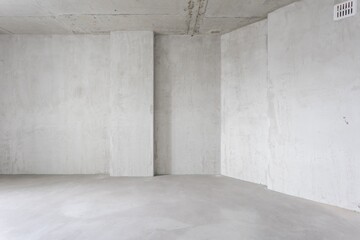 interior of the apartment without decoration in gray colors. rough finish