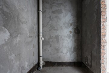 interior of the apartment without decoration in gray colors. rough finish