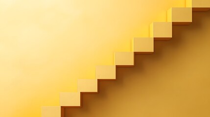 Fototapeta premium Golden Minimalist Geometric Stairs Abstract Composition