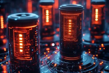 A cyber fortress with holographic defenses, each hologram glowing as it shields the fortress from digital intrusions