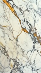 Elegant White Marble Texture with Golden Veins Background