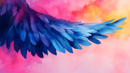 Fototapeta premium Vibrant Watercolor Abstract Wings - Fluid Paint Strokes in Colorful Modern
