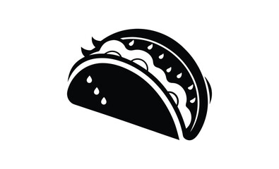 Taco icon vector silhouette, taco icon illustration, taco silhouette vector 