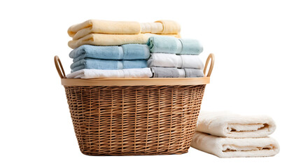 Fototapeta premium Laundry basket with towels png