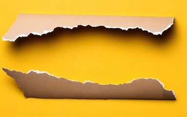 Torn Paper Frame on Yellow Background Abstract Texture