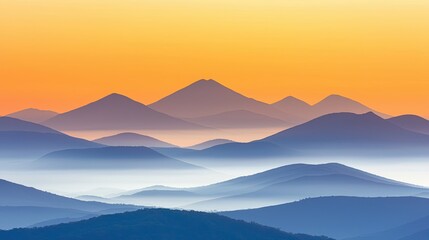 Fototapeta premium Sunset over mountainous landscape nature photography tranquil environment serene viewpoint majestic beauty