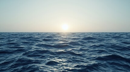 Obraz premium Sunrise over calm ocean waves serene seascape nature photography peaceful environment wide angle view
