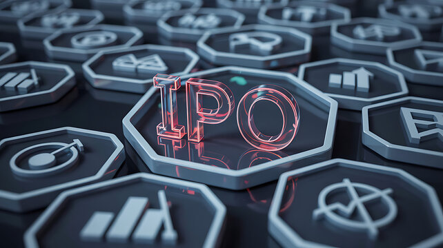 IPO Concept with 3D Illustration and Blurred Background &ndash; Initial Public Offering and Stock Market Investment Design