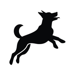 A silhouette of a dog jumping for a frisbee
