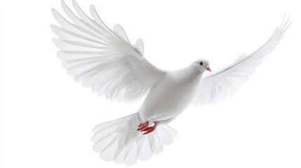 Isolated White Dove in Flight