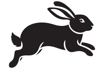 Rabbit Silhouette Illustration of Leaping Hare Vector Design
