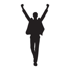 Silhouette Celebrating Success Illustration Man with Arms Raised Triumphantly