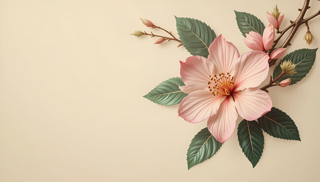 Muted pink vintage retro scrapbooking pink light background with retro flower bouquets

