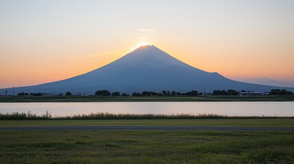 Breathtaking sunrise view of mount fuji japan nature photography tranquil environment scenic landscape