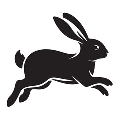 Leaping Rabbit Silhouette Hare Running Vector Art Illustration Design