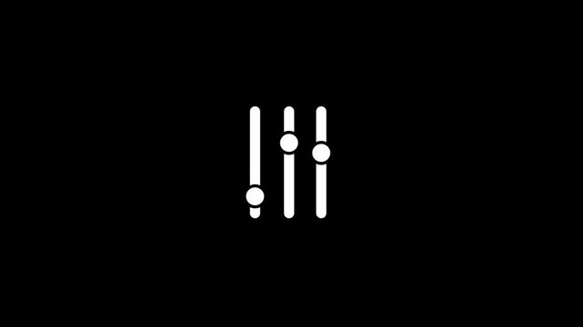 Volume level icon animation.Web filter icon. Level regulator symbol, control sign, audio setting graphic element, web filter button, volume pictogram icon animation.