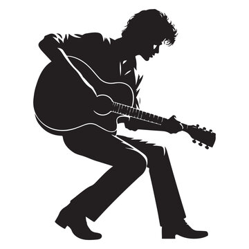 recommend clip art: Silhouette of Musician Playing Guitar An Illustration for Music Lovers