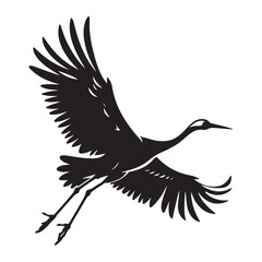 Crane in Flight Silhouette Bird Illustration Wildlife and Nature