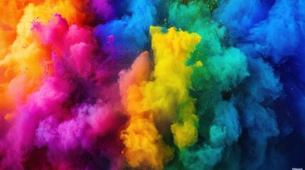 Obraz premium Colorful explosion of powder creates a vibrant and dynamic atmosphere during a festival celebration
