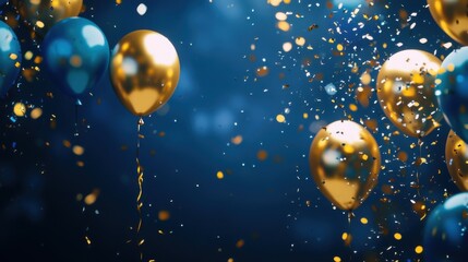 Fototapeta premium Colorful balloons and confetti create a festive atmosphere during a celebration