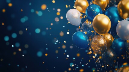 Colorful balloons float against a shimmering backdrop during a festive celebration capturing joy and excitement