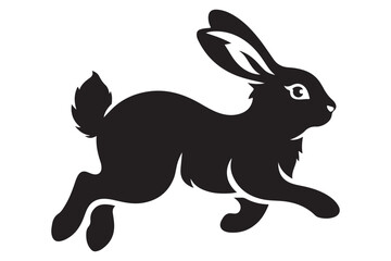 Running rabbit silhouette vector illustration for dynamic animal designs