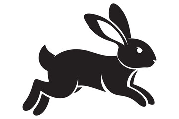 Rabbit hopping silhouette simple vector animal illustration design element