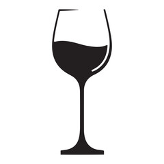 Wine glass with red wine silhouette vector illustration