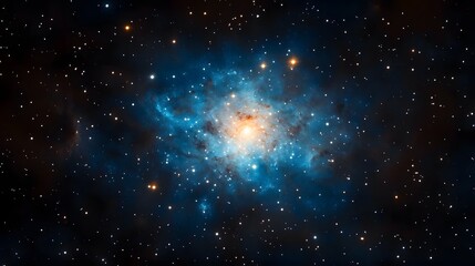 Fototapeta premium Deep Blue Cosmic Nebula Texture with Glowing Stars and Galaxy Dust