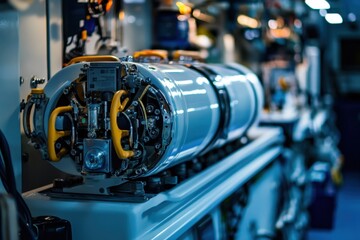 Fototapeta premium Advanced machinery within a modern engineering facility showcases complex design and technology