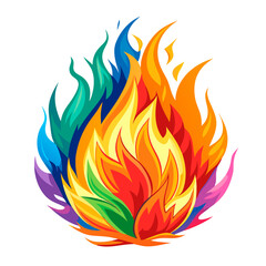 Colorful Fire Flame Illustration with Vibrant Hues.