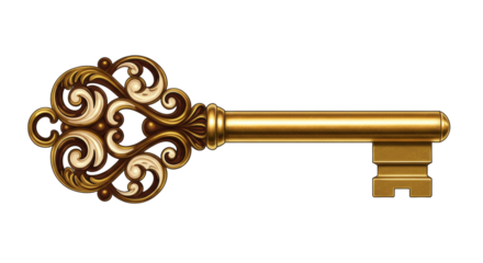 Isolated Ornate Golden Key