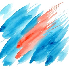Fototapeta premium Summer-inspired watercolor splash with bright blues, turquoise, and coral red, AI Generated