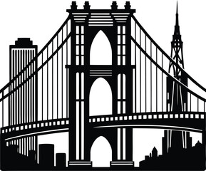 Brooklyn Bridge Silhouette Vector