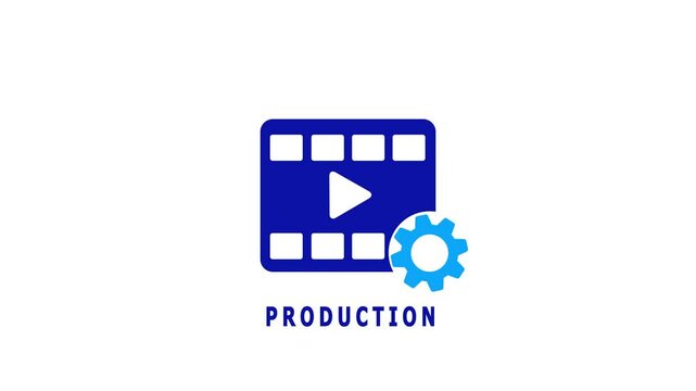 Production icon, movie studio production sign, film making equipment symbol. simple logotype icon animation.
