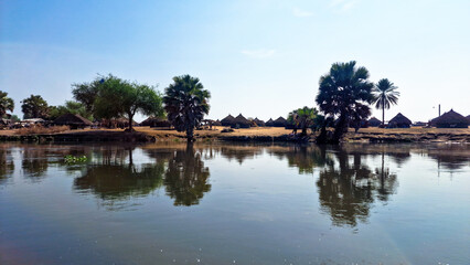 Village along White Nile in South Sudan