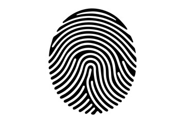 Fingerprint on white shows a unique thumbprint pattern for biometric identification and security
