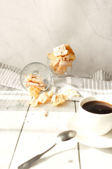 Traditional sweet crispy pastry - faworki or angel wings.