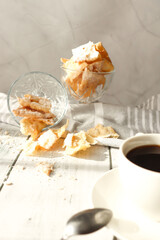 Traditional sweet crispy pastry - faworki or angel wings.