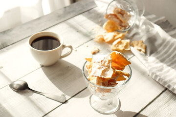 Traditional sweet crispy pastry - faworki or angel wings.