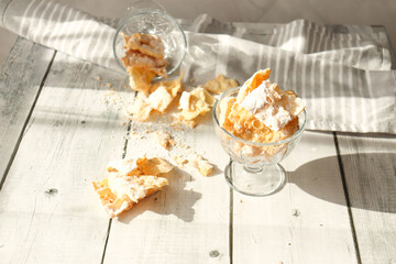Traditional sweet crispy pastry - faworki or angel wings.