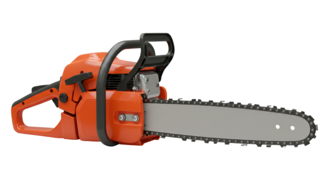 Isolated Orange Chainsaw